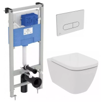 Комплект унитаз с инсталляцией с кнопкой Ideal Standard I Life B IP001401 безободковый