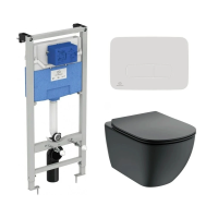 Комплект унитаз с инсталляцией, кнопкой и сиденьем микролифт Ideal Standard Tesi T3868V3/123AC безободковый
