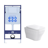 Комплект унитаз с инсталляцией и сиденьем микролифт Aquatek Амадео SET AQUATEK АМАДЕО безободковый
