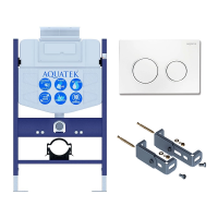 Инсталляция для унитаза Aquatek Small INS-0000018, кнопка смыва белая + крепеж