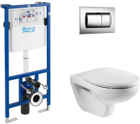 Комплект унитаз с инсталляцией, кнопкой и сиденьем микролифт Roca Mateo 893100010