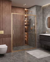 Душевая дверь в нишу Cezares Molveno 160 см. профиль золото, стекло прозрачное