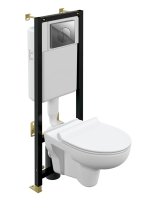 Комплект унитаз с инсталляцией, кнопкой и сиденьем микролифт Cersanit Nature 64232