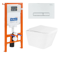 Комплект унитаз с инсталляцией и кнопкой BelBagno Due BB3103CHR/SC/BB002-80/BB018-GV-BIANCO