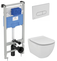 Комплект унитаз с инсталляцией, кнопкой и сиденьем Ideal Standard Tesi P3868V1