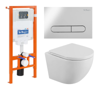 Комплект унитаз с инсталляцией и кнопкой BelBagno Uno BB3105CHR/SC/BB002-80/BB005-PR-CHROME