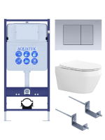 Комплект унитаз с инсталляцией, кнопкой и сиденьем микролифт Aquatek Лея SET AQUATEK ЛЕЯ cm-011 4в1 безободковый