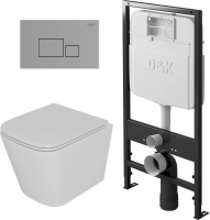 Комплект унитаз с инсталляцией, кнопкой и сиденьем микролифт D&K Berlin DS1431606 безободковый