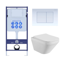 Комплект унитаз с инсталляцией с кнопкой Aquatek Лира SET AQUATEK ЛИРА-009 4в1 безободковый