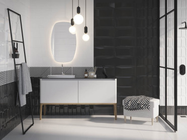 Декор Evolution Вставка Диагонали Черно-Белый (EV2G442) 20x44 от Cersanit (Россия)