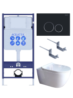 Комплект унитаз с инсталляцией, кнопкой и сиденьем микролифт Aquatek Поларис SET AQUATEK ПОЛАРИС-01-020 4в1 безободковый