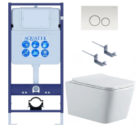 Комплект унитаз с инсталляцией с кнопкой Aquatek Либра SET AQUATEK ЛИБРА N KDI15 безободковый