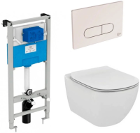 Комплект унитаз с инсталляцией, кнопкой и сиденьем Ideal Standard Tesi R030501
