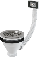 Донный клапан сифона для мойки AlcaPlast A38 6/4″ с нержавеющей решеткой DN115 и гофропереливом