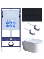 Комплект унитаз с инсталляцией, кнопкой и сиденьем микролифт Aquatek Поларис SET AQUATEK ПОЛАРИС-01-017 4в1 безободковый