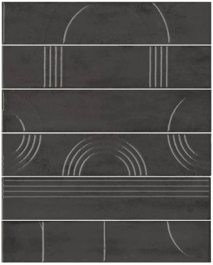 Панно Мажорель чёрный глянцевый (из 6 частей 6х28.5)(KMP3STA009RN6X) 36x28.5x1 от Kerama Marazzi (Россия)