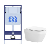 Комплект унитаз с инсталляцией и сиденьем микролифт Aquatek Лея SET AQUATEK ЛЕЯ безободковый