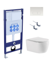 Комплект унитаз с инсталляцией с кнопкой Aquatek Европа SET AQUATEK ЕВРОПА cmp013 безободковый