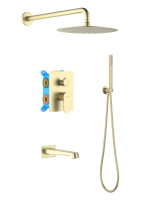 Душевой комплект встраиваемый Aquatek Оберон AQ1273BG шлифованное золото