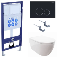 Комплект унитаз с инсталляцией, кнопкой и сиденьем микролифт Aquatek Поларис SET AQUATEK ПОЛАРИС-020 4в1
