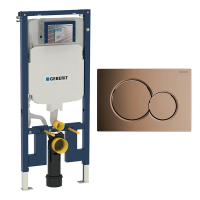 Инсталляция для унитаза Geberit Sigma 8 Duofix 111.796.00.1, кнопка смыва медь