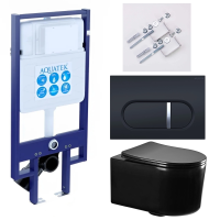 Комплект унитаз с инсталляцией, кнопкой и сиденьем микролифт Aquatek Мия SET AQUATEK МИЯ-MB-045 4в1