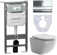 Комплект унитаз с инсталляцией, кнопкой и сиденьем Ceramica Nova Forma CN3009_1002CH_1000