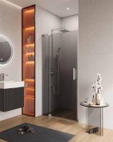 Душевая дверь в нишу Cezares Slider 100 см. профиль хром, стекло серое
