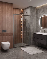 Душевая дверь в нишу Cezares Molveno 120 см. профиль черный, стекло прозрачное