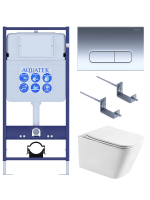 Комплект унитаз с инсталляцией, кнопкой и сиденьем микролифт SET AQUATEK ЛИБРА T-016 4в1 безободковый