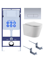 Комплект унитаз с инсталляцией, кнопкой и сиденьем микролифт Aquatek Вега SET AQUATEK ВЕГА-1905-014 безободковый