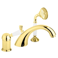 Смеситель на борт ванны с выдвижным душем Cezares Elite ELITE-BVDM-03/24-Bi золото