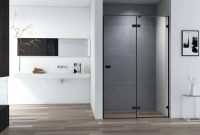 Душевая дверь в нишу Cezares Bellagio 140 см. профиль черный, стекло прозрачное