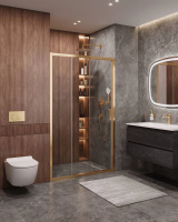 Душевая дверь в нишу Cezares Molveno 120 см. профиль золото, стекло прозрачное