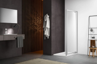 Душевая дверь в нишу распашная Aquatek 100 см. профиль хром, стекло прозрачное