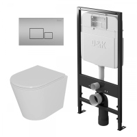 Комплект унитаз с инсталляцией, кнопкой и сиденьем микролифт D&K Venice DS1021604 безободковый