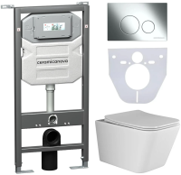 Комплект унитаз с инсталляцией, кнопкой и сиденьем Ceramica Nova Metric CN3007_1001CH_1000