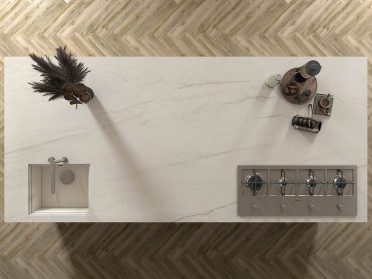 Керамогранит BOOKMATCH MONTBLANC WHITE A POLISHED 160x320x0.6 от Ascale (Испания)