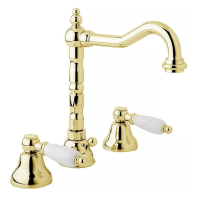 Смеситель для раковины Cezares First FIRST-BLS2-03/24-Bi золото, ручки белые