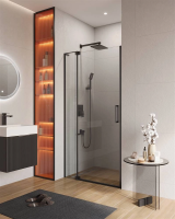 Душевая дверь в нишу Cezares Slider 100 см. профиль черный, стекло прозрачное