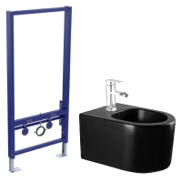 Комплект биде подвесное Aquatek Мия AQ1004-MB черный+инсталляция Aquatek Standart 50 INSB-0000001