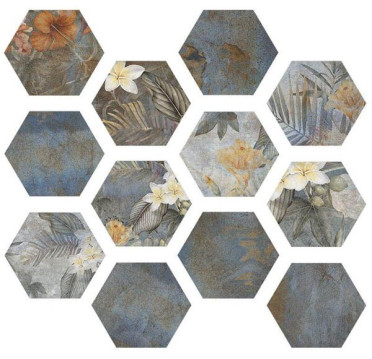 Керамогранит HIBISCUS Blue Matt Hexa (22 вариаций рис.) 23.2x26.7 от ITT Ceramic (Испания)