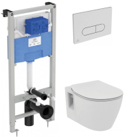 Комплект унитаз с инсталляцией, кнопкой и сиденьем микролифт Ideal Standard Prosys Eco Frame PR211601 безободковый