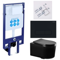 Комплект унитаз с инсталляцией, кнопкой и сиденьем микролифт Aquatek Мия SET AQUATEK МИЯ-MB-017 4в1