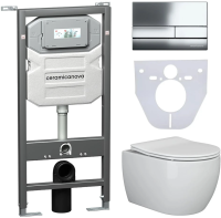 Комплект унитаз с инсталляцией, кнопкой и сиденьем Ceramica Nova Play CN3001_1002CH_1000