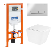 Комплект унитаз с инсталляцией и кнопкой BelBagno Due BB3103CHR/SC/BB002-80/BB005-PR-CHROME
