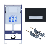 Инсталляция для унитаза Aquatek Slim INS-0000012, кнопка смыва черная + крепеж