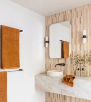 pixmosaic PIX 343 Yellow Travertine, Concave, чип 30х151 мм, сетка 305х318х12 мм, Матовая