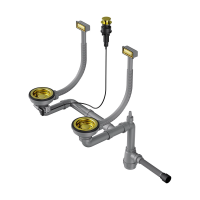 Арматура с клапаном-автоматом для двухчашевых моек Omoikiri WK-2-A-LG 4956495 светлое золото