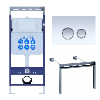 Инсталляция для унитаза Aquatek INS-0000010, кнопка смыва белая/хром + крепеж